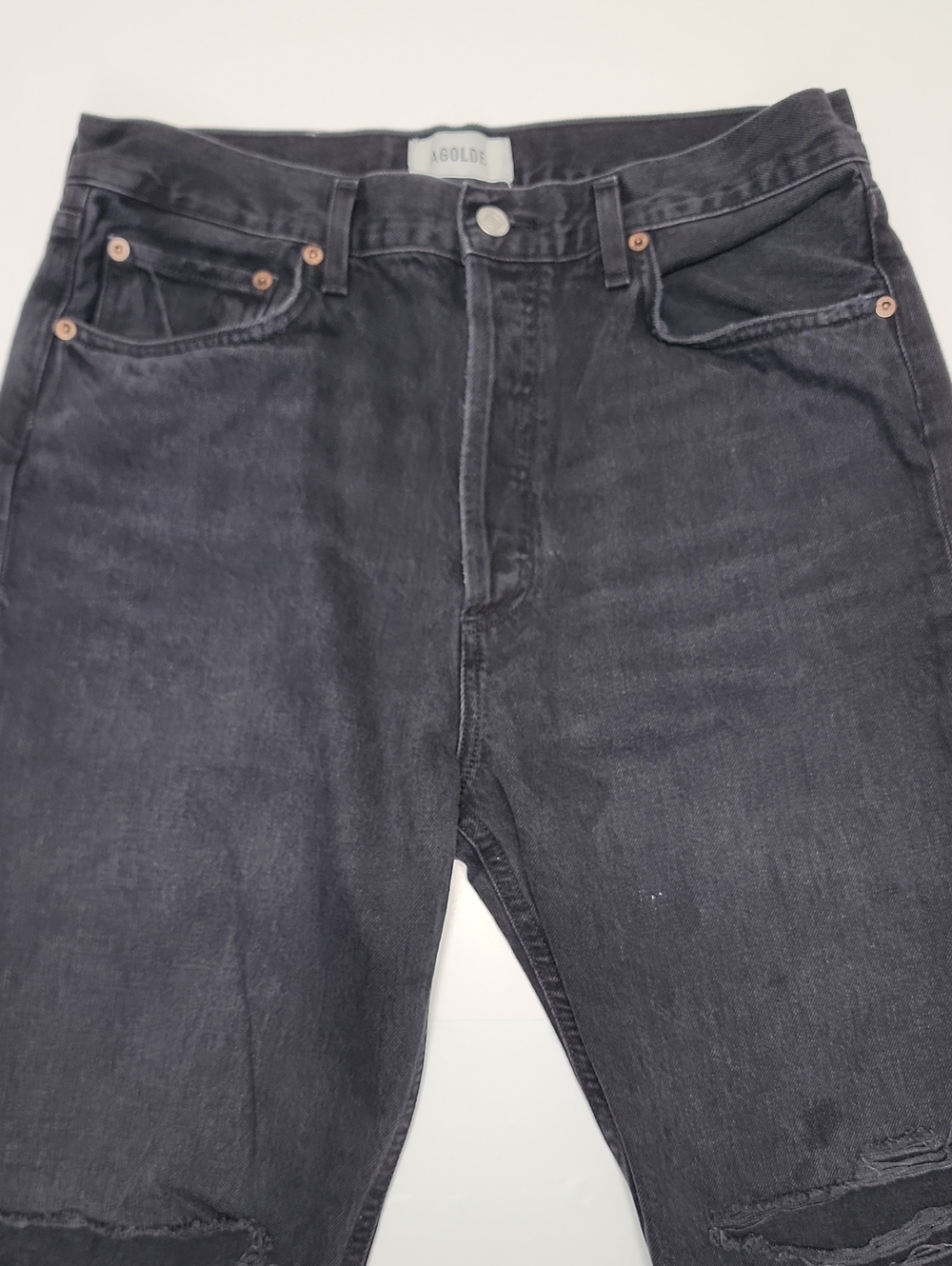 AGOLDE Men’s Black Distressed Frayed Denim Jeans Sz 30 $240